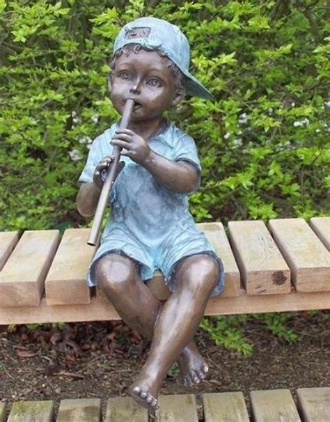 Sculpture Bronze Boy With Flute Eliassen Eliassen Home Garden