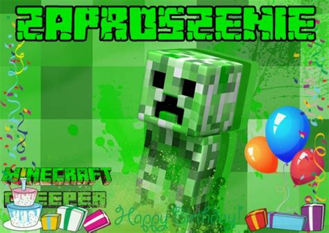 ZAPROSZENIE MINECRAFT ZAPROSZENIA MINECRAFT CREEPER TNT URODZINY