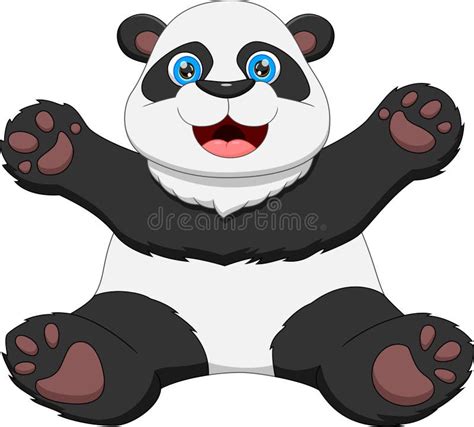 Cute Panda Cartoon Waving Hand Stock Illustrations Cute Panda