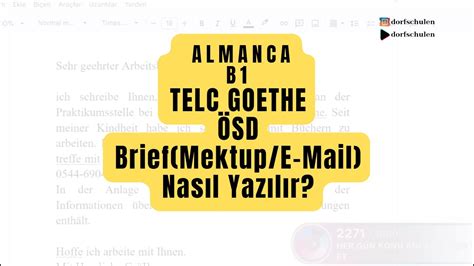 Telc Goethe Sd Mektup Ve Mail Yazma Almanca Goethe Telc