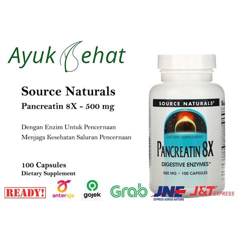 Jual Source Natural Pancreatin 8x 500mg 100 Caps Enzim Pencernaan