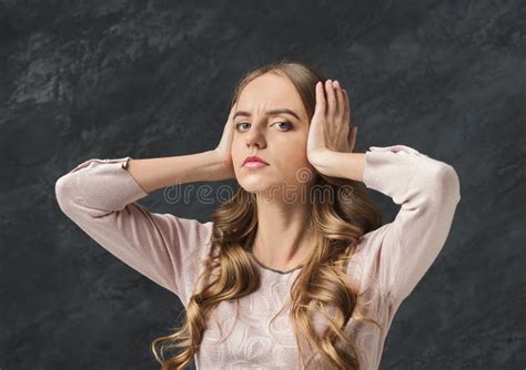 Confused Woman Puts Her Hands On The Head Stock Image Image Of