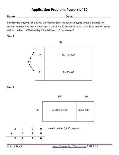 Area Model Multiplication Utilizing The Powers Of Ten Activity 10 Accuteach Accuteach