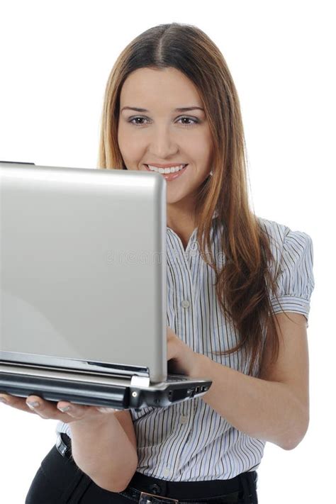 Woman With Laptop Stock Image Image Of Female Girl 16345429