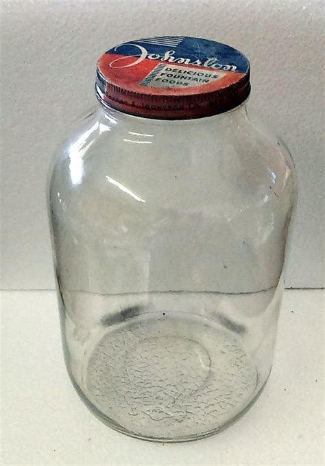 Vintage 1948 One Gallon Johnston Delicious Foods Duraglas Glass Jar Vintage Jars Glass Jars