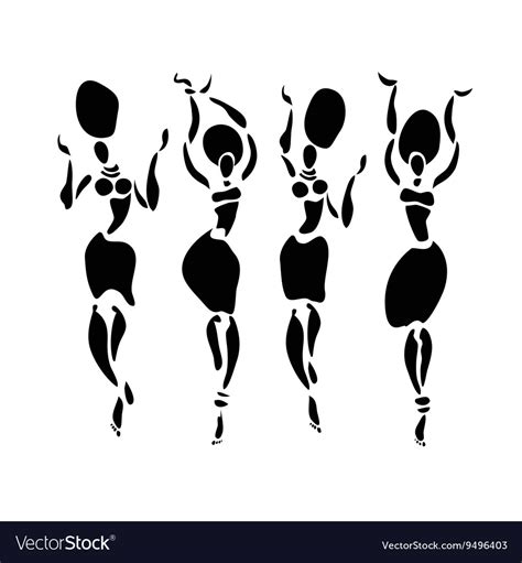 African dancers silhouette set Royalty Free Vector Image