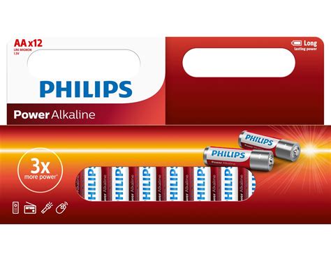 PHILIPS Power Alkaline Batterie AA LR6 1 5 V Pack à 12 Stück