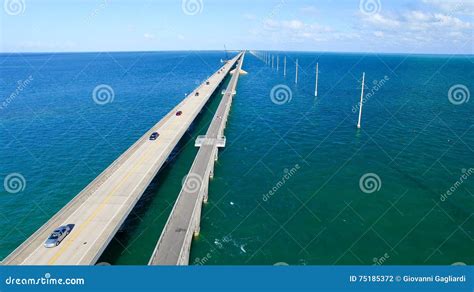 Aerial View of Florida Keys Bridge at Sunset Stock Photo - Image of ...