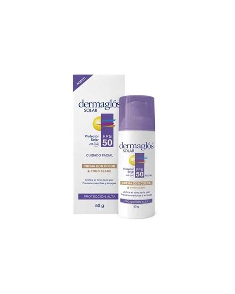 DERMAGLÓS Protector Solar Facial Fps 50 Con Color Tono Claro x 50 gr