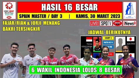 Hasil Spain Master 2023 Hari Ini Babak 16 Besar FAJRI JORJI Menang