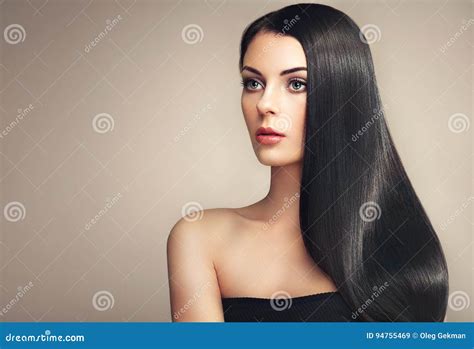 Beautiful Woman With Long Smooth Hair Stock Image Image Of Elegance