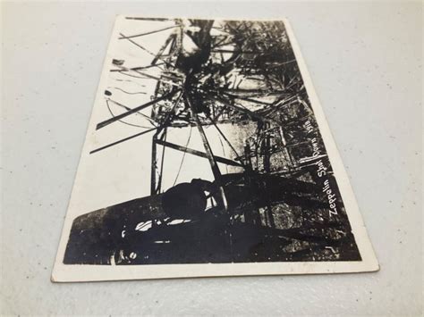 Ww Germany Graf Zeppelin Shot Down Burned Vintage Rppc Unused