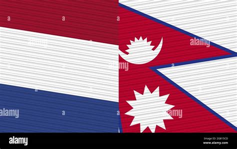 Nepal And Netherlands Two Half Flags Together Fabric Texture