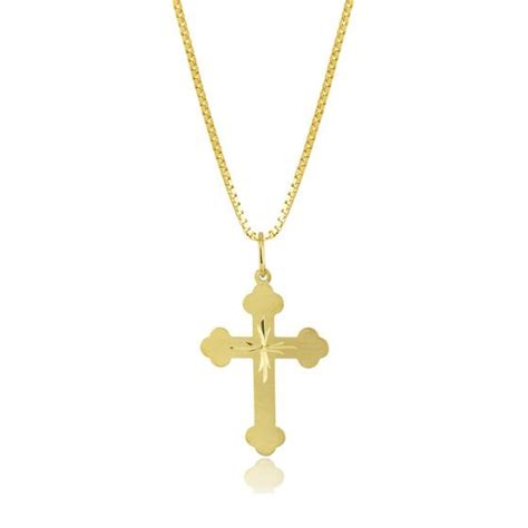 Pingente Ouro 18k Cruz Crucifixo Fosco Laser Verso Espelhado RP 002