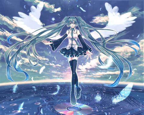 Hatsune Miku Pretty Sun Clouds Nice Anime Aqua Beauty Sunrise