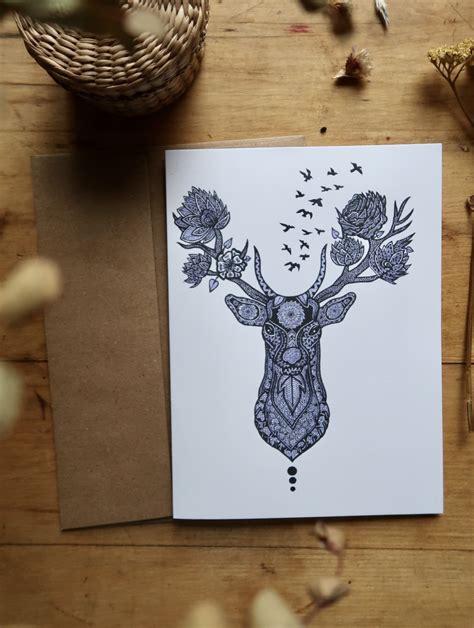 The Deer Greeting Card Mandalove By Florence