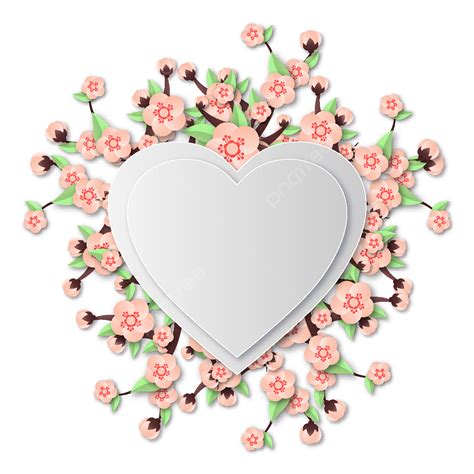 Coeur En Papier Avec Fleur D abricot PNG Cœur Cadre Papier PNG et