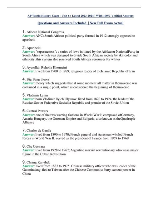 AP World History Exam - Unit 6 ( Latest ) With 100% Verified Answers