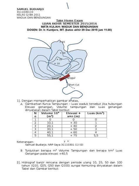 PDF Contoh Soal Perencanaan Waduk DOKUMEN TIPS