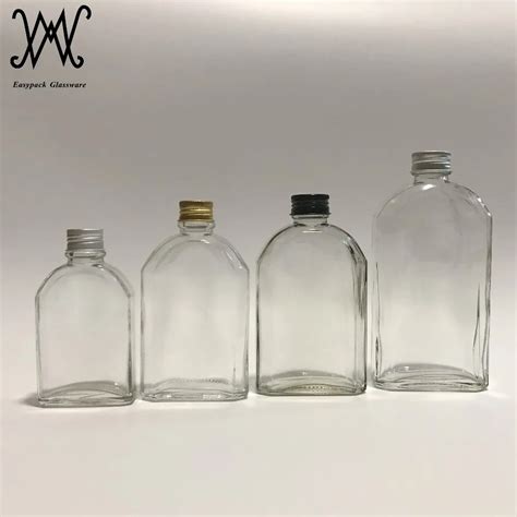 180ml Flat Shape Glass Juice Beverage Bottle With Screw Metal Lid Buy 180ml Glass Juice Bottle