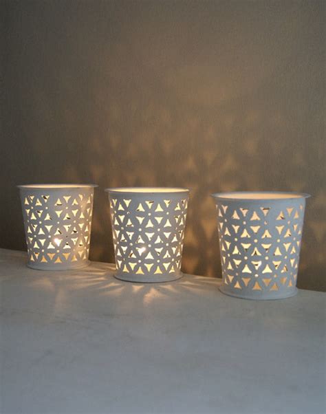 White Lattice Tea Light Holder Clem And Co