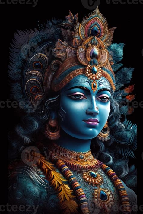 Beautiful Image Of Lord Krishna On Black Background 22692148 Stock