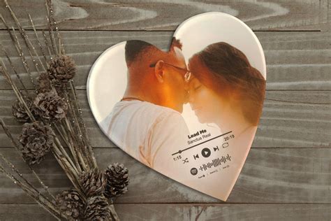 Personalized Photo Acrylic Heart Shaped Plaque Scannable Etsy