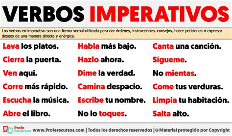 Ejemplos De Verbos Imperativos