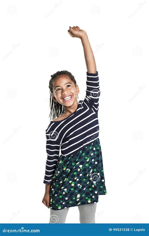 Petite Fille Africaine Adorable Sur Le Fond De Blanc De Studio Photo