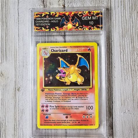 Charizard 1st Edition Base Set Handmade Card With Custom Slab and Label ...