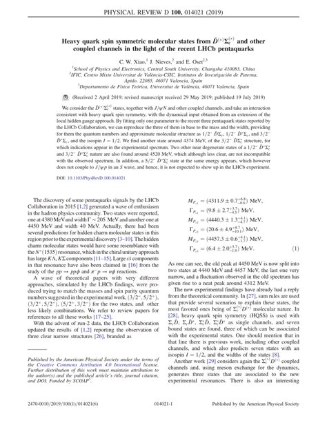 Pdf Heavy Quark Spin Symmetric Molecular States From D C