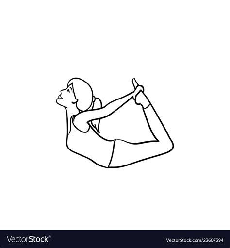 Woman In Yoga Bow Pose Hand Drawn Outline Doodle Vector Image