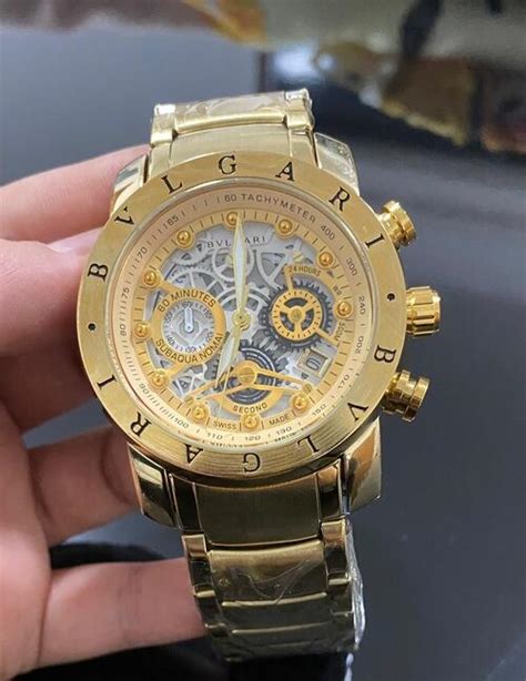 Comprar Rel Gio Masculino Bvlgari Skeleton Dourado Preto Funcional