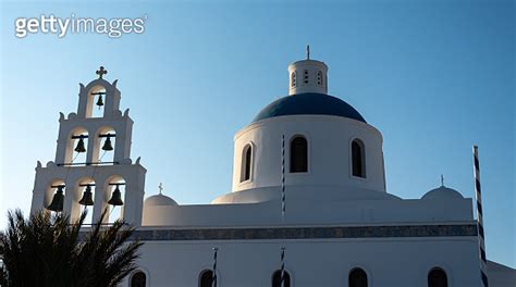 The Traditional Greek Orthodox Panagia Platsani Church In Oia