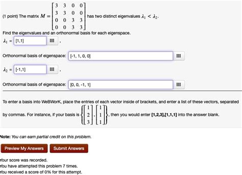 SOLVED Point The Matrix M Has Two Distinct Eigenvalues A 1z Find