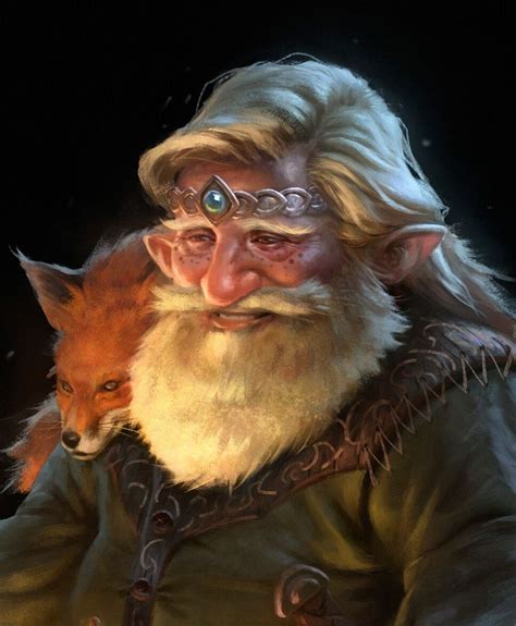 M Dwarf Druid Leather Armor Circlet Fox Companion Portrait Male