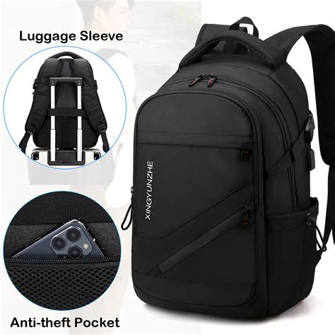 19 Inch Travel Laptop Backpack Business Backpack Anti Theft Slim Durable Bookbag With Usb