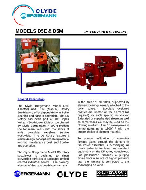 Pdf Models D E D M Rotary Sootblowers Rotary Sootblower