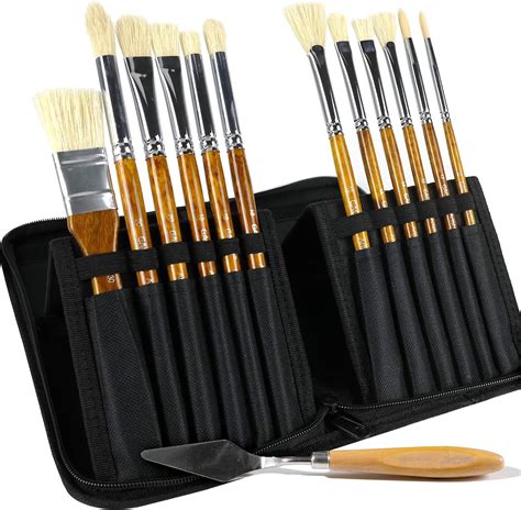 Gacdr Hog Bristle Paint Brushes 12 Pieces Versatile Oil