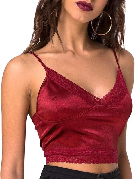 Women Camisole Sexy Satin Spaghetti Strap V Neck Backless Sleeveless