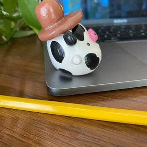 Cowboy Cow Desk Friend And Study Buddy Handmade From Polymer Clay Etsy