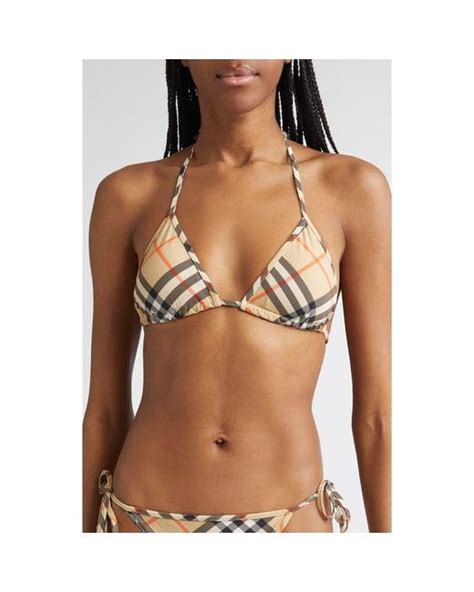Burberry Check Triangle String Bikini Top In Natural Lyst
