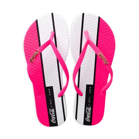 Sportime Chinelo Coca Cola Daytona Feminino Branco Pink Neon