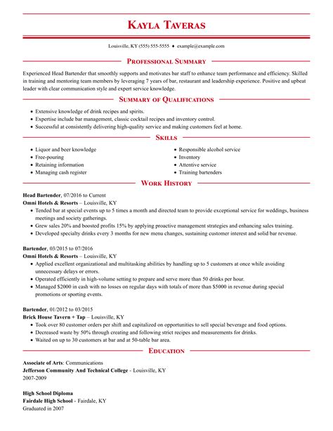 Professional Food Service Resume Examples Livecareer