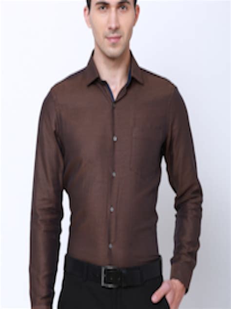 Buy Black Coffee Men Brown And Blue Slim Fit Self Design Formal Shirt