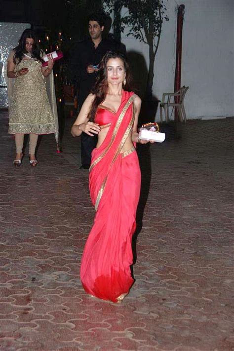 Amisha Patel Features In Red Saree Amisha Hot Indian Look Bollywood Events And Parties