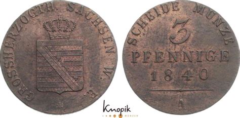 Sachsen Weimar Eisenach Cu Pfennig A Carl Friedrich