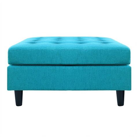 35 Wide Fabric Tufted Square Cocktail Ottoman In Sky Blue