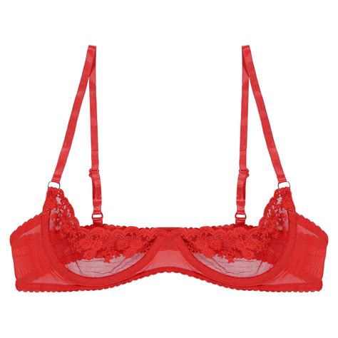 Women Sexy Half Cup Bras Open Nipple Lingerie Bralette Lace Underwired