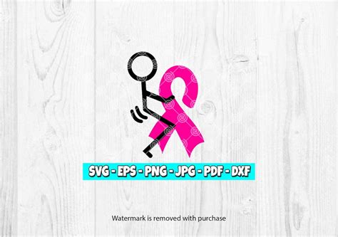 Fuck Cancer Svg Stick Figure Svg Cancer Awareness Ribbon Cancer Ribbon